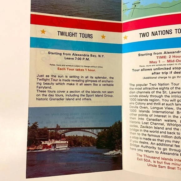 Vintage 1000 Island Uncle Sam Boat Tour Alexandria Bay NY Travel Guide Brochure - Picture 8 of 12